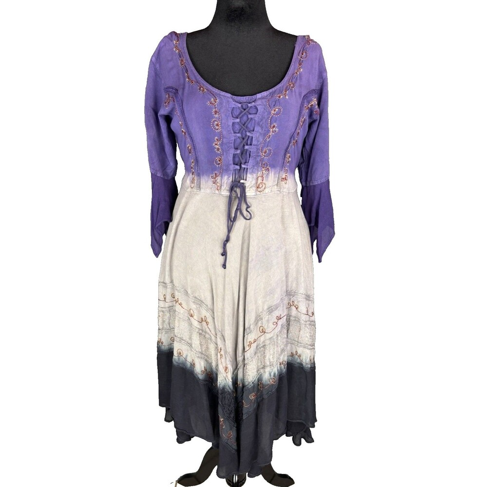 Fashion Terminal Boho Hippie Fairy Renaissance Dress One Size Purple Festival